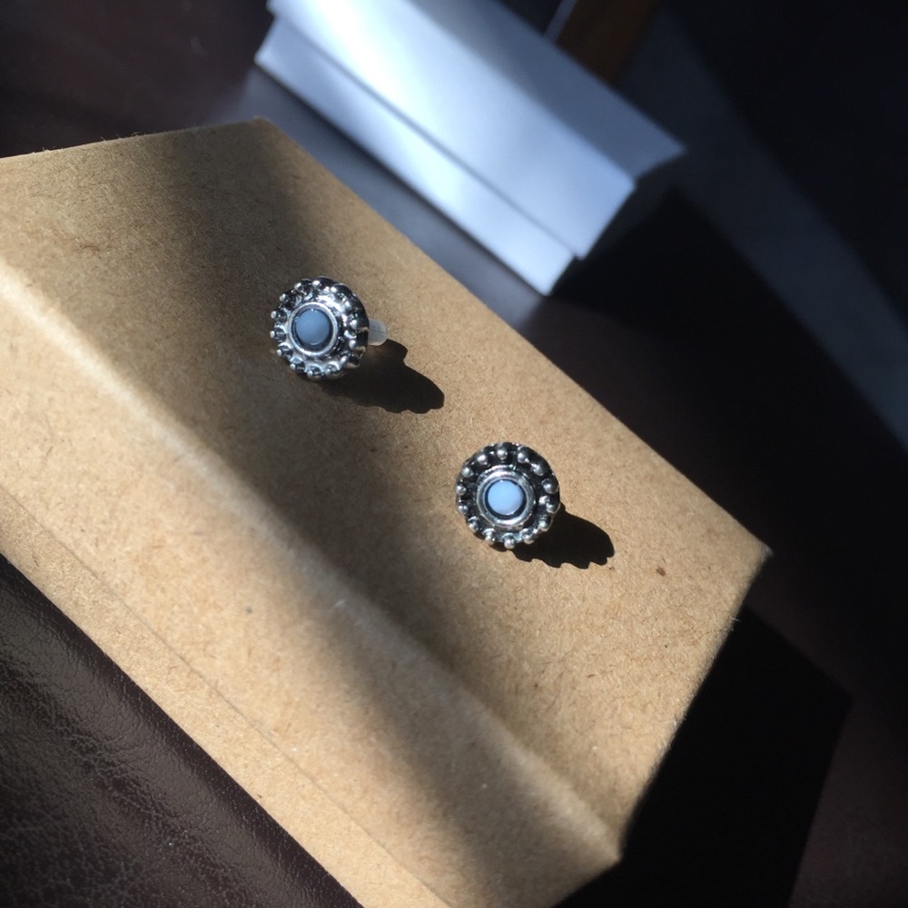 Blue moonstone studs